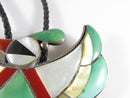Zuni Thunderbird Sterling Silver Turquoise, MOP, Coral, Onyx Bolo Tie Pendant - Just Stuff I Sell