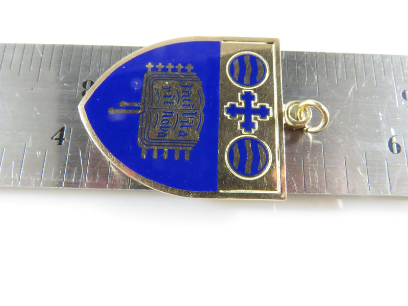 Wellesley College Vintage 10K Yellow Gold Blue Enamel Pendant Here Begins New Life - Just Stuff I Sell