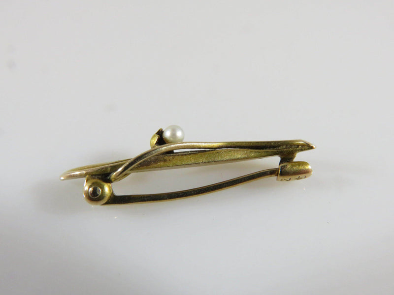 Lovely Antique 14K Yellow Gold & Pearl Krementz Scarf Pin Circa Edwardian Period - Just Stuff I Sell