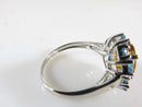 14K White Gold Oval Citrine With Blue Topaz Surround Cocktail Ring Size 7 - Just Stuff I Sell