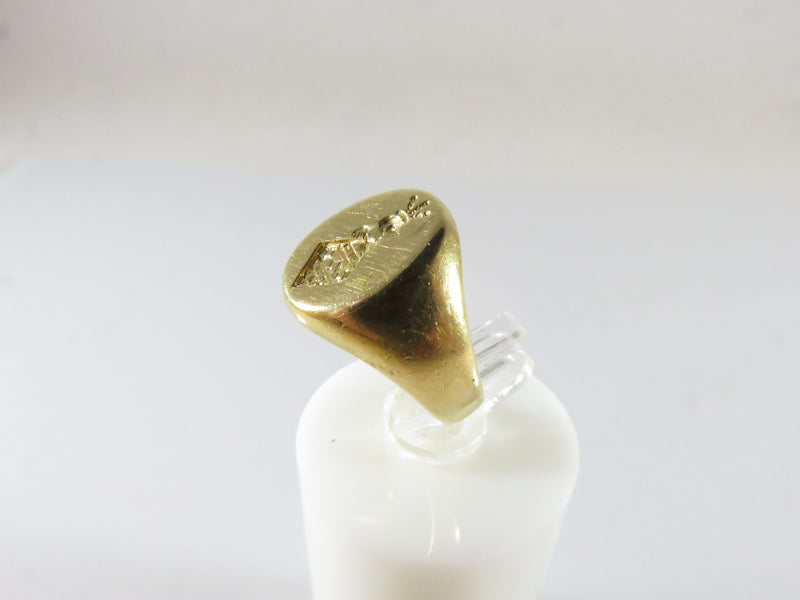 Women's Engraved 18K Gold Lozenges Signet Ring Knight Wax Seal Size 2.75 - Just Stuff I Sell