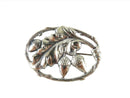Vintage Sterling Danecraft Oval Thistle & Acorn Brooch 2" x 1 3/8" — Stunning Sterling • Sterling Silver, Silver — front view
