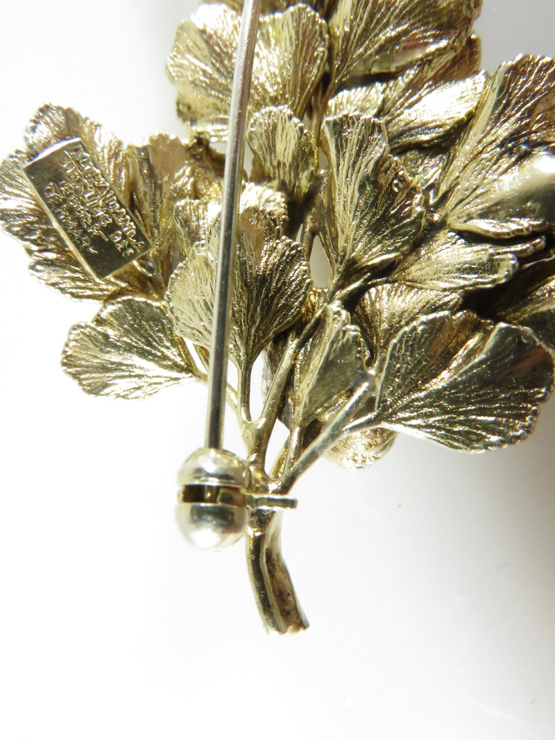 Vintage Flora Danica Eggert Denmark Gold Washed 925 Sterling Flower Pin 2” - Just Stuff I Sell