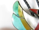 Zuni Thunderbird Sterling Silver Turquoise, MOP, Coral, Onyx Bolo Tie Pendant - Just Stuff I Sell