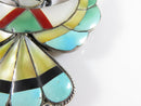 Zuni Thunderbird Sterling Silver Turquoise, MOP, Coral, Onyx Bolo Tie Pendant - Just Stuff I Sell