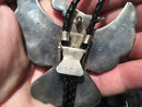 Zuni Thunderbird Sterling Silver Turquoise, MOP, Coral, Onyx Bolo Tie Pendant - Just Stuff I Sell