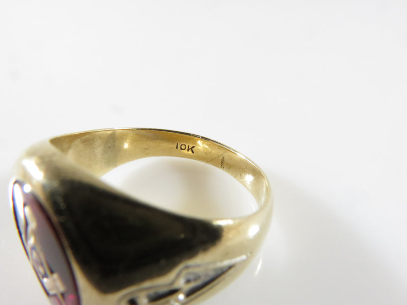 Retro Mid Century 10K Yellow Gold Oval Insert Masonic Mason Ring Size 8.5 5.8 Gr - Just Stuff I Sell