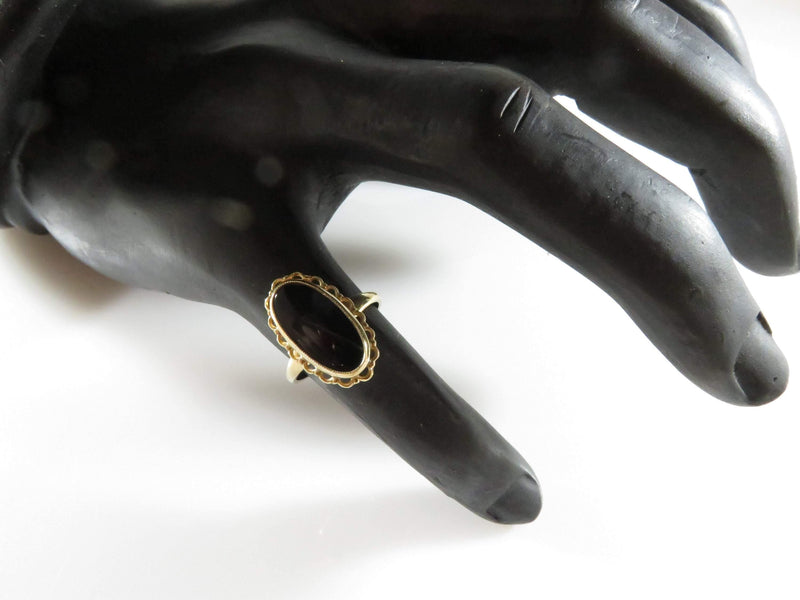 Victorian Revival 10K Black Onyx Ring by Plainville Stock Co Circa 1930's - Just Stuff I Sell
