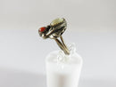 Old Navajo Sterling Silver Womens Ring Leaf Cabochon MOP & Coral Size 5 - Just Stuff I Sell