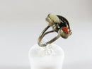 Old Navajo Sterling Silver Womens Ring Leaf Cabochon MOP & Coral Size 5 - Just Stuff I Sell
