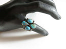 Blackened Silver Kingman Mined Navajo Turquoise Cluster Ring Size 8 - Just Stuff I Sell