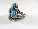 Blackened Silver Kingman Mined Navajo Turquoise Cluster Ring Size 8 - Just Stuff I Sell