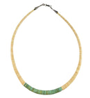 18" Navajo Turquoise Shell Sterling Silver Heishi Polished Stone Bead Necklace - Just Stuff I Sell