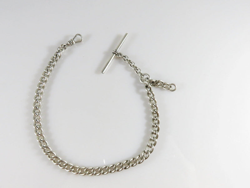 10 3/4" Sterling Silver Curb Link Heavy Duty Pocket Watch Chain with Fob Chain - Just Stuff I Sell
