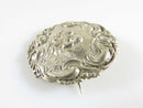 1902 Sterling Silver Repousse Cherub Kissing Woman Button Brooch Levi & Salaman - Just Stuff I Sell