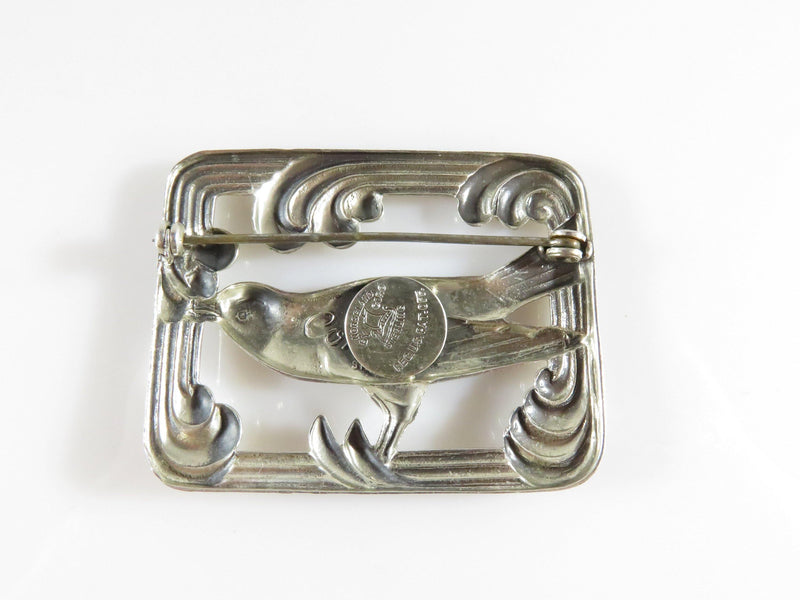 Sterling Dove in Art Nouveau Style Frame Brooch Norseland by Coro - Just Stuff I Sell