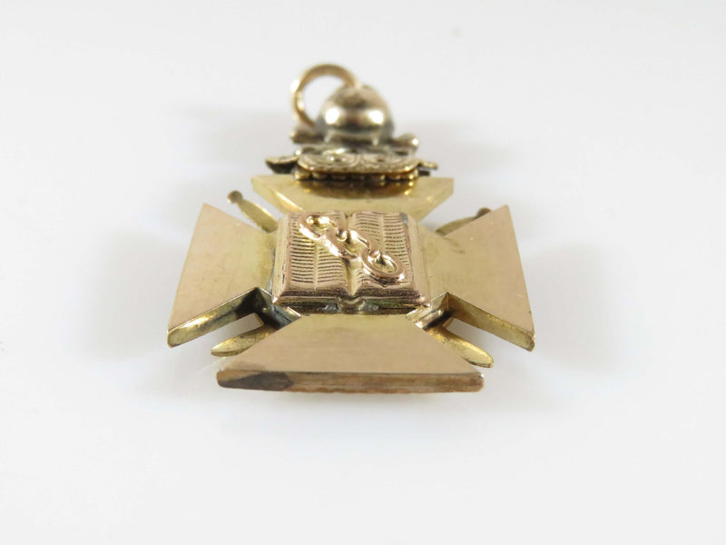 Antique Odd Fellows FOB Skull Cross Bones Enameled Gold Filled Pocket Watch Fob - Just Stuff I Sell
