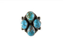 Blackened Silver Kingman Mined Navajo Turquoise Cluster Ring Size 8 - Just Stuff I Sell