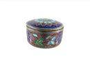 Sterling Silver Enameled Pill Box Snuff Box Blue Red Green Enameling - Just Stuff I Sell