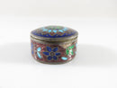 Sterling Silver Enameled Pill Box Snuff Box Blue Red Green Enameling - Just Stuff I Sell