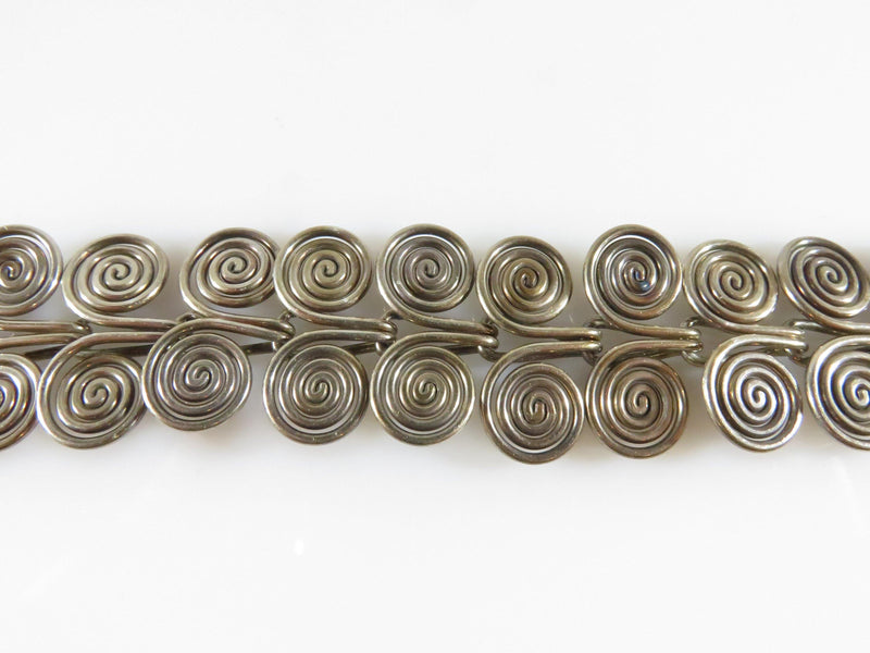 Sterling Silver Spiral Link Bracelet Artisan Unsigned Picasso Style 6 3/4" - Just Stuff I Sell