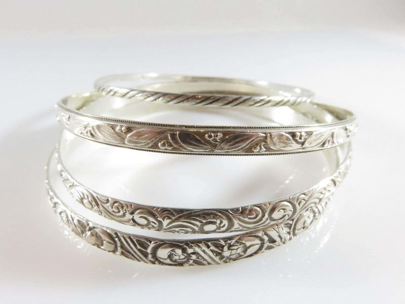 Beau, Danecraft Sterling Silver Bangle Collection of 4 Sterling Bangles - Just Stuff I Sell