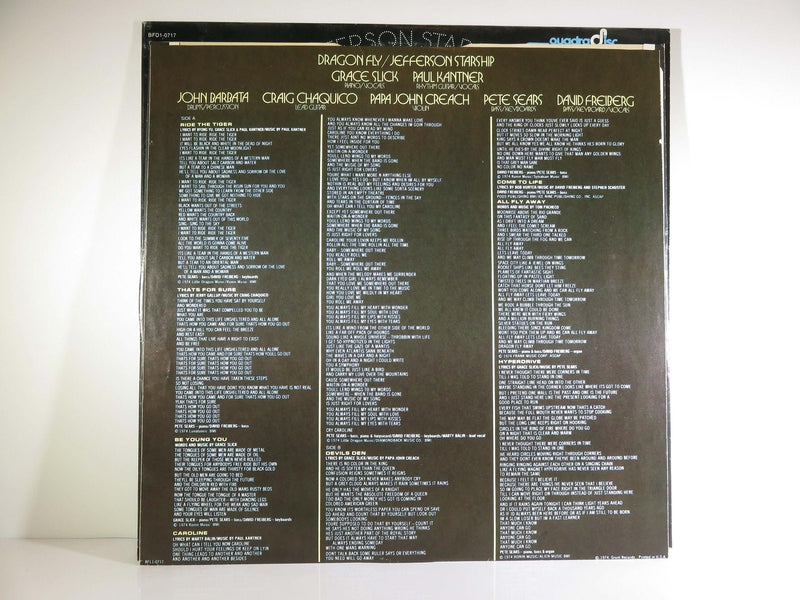Dragon Fly Jefferson Starship Rock/Pop Quadradisc BFD1-0717 Grunt Records Variant