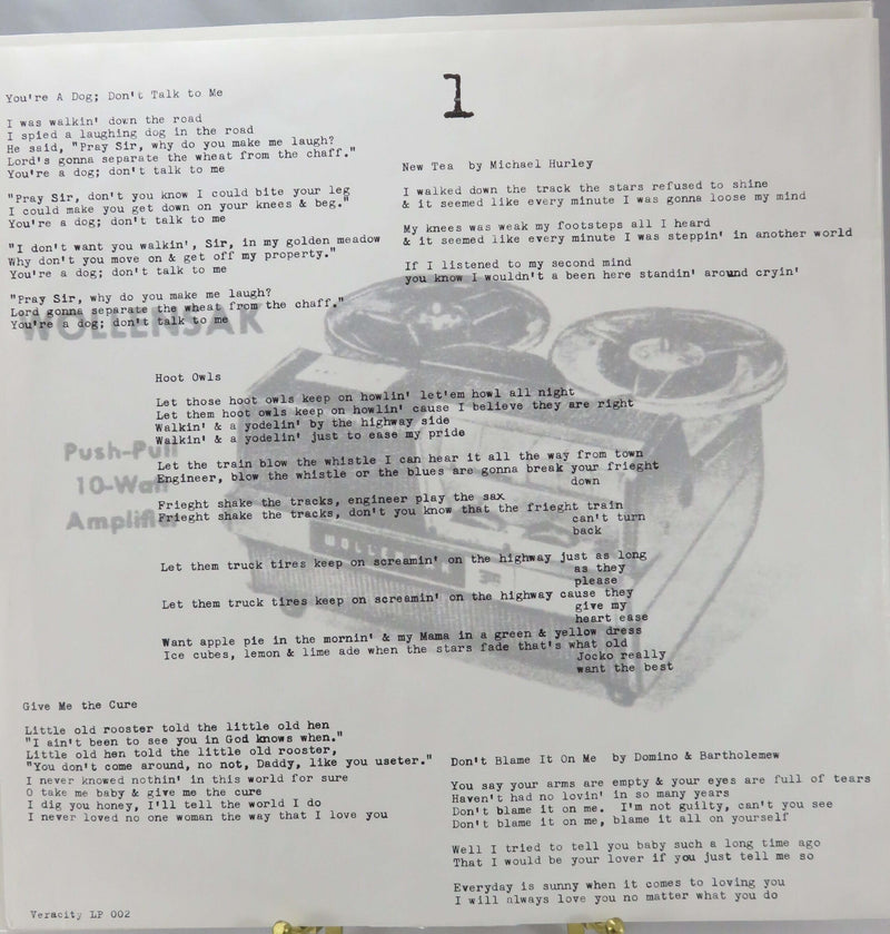 1995 Michael Hurley Parsnip Snips Veracity LP 002 Germany Signed Hey Jane