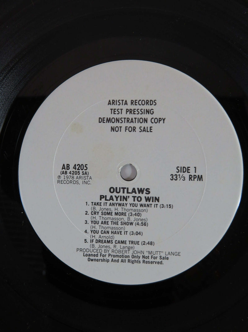 1978 Outlaws Playin' To Win AB 4205 Arista Records Test Pressing Demo Copy LP