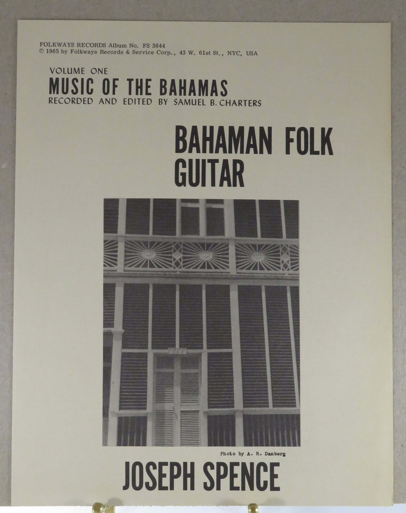 1965 Joseph Spence Bahaman Folk Guitar Music of the Bahamas Vol 1 Folkway FS 3844