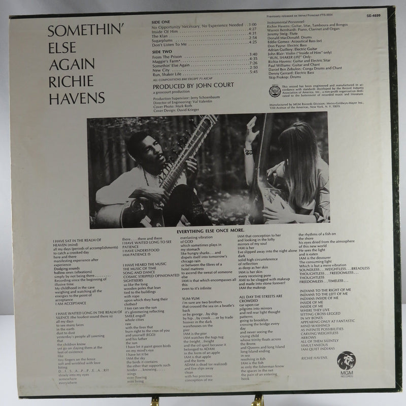 Richie Havens Somethin' Else Again Reissue MGM Pressing SE 4699 MGM Records