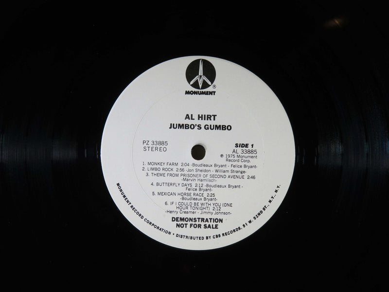 Jumbo's Gumbo Al Hirt 1975 Monument PZ 33885 Promo Album Jazz