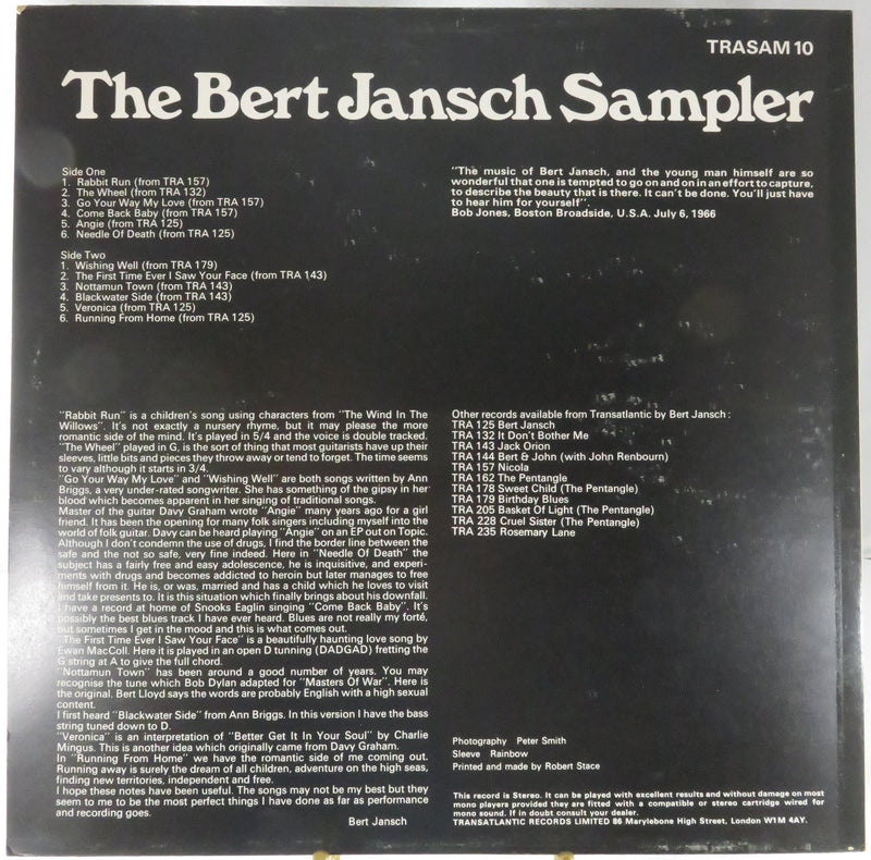 The Bert Jansch Sampler Lp Tra Sam 10 Transatlantic Jem Records Import Uk Repress
